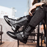 New Men Boots Black Sneakers Outdoor Fashion High Top Wholesale Punk Shoes for Men Casual Leather Street Style Ankle Boots Men aidase-shop