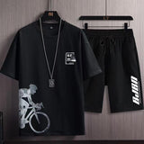 Aidase 2022 Summer Men's Tracksuit 2 Piece Set Fashion Casual Solid Short-Sleeved T-Shirt and Shorts Sport Suit Breathable Man Clothing aidase-shop