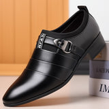 Classic Leather Shoes for Men Slip on Pointed Toe Oxfords Formal Wedding Party Office Business Casual Dress Shoes for Male aidase-shop