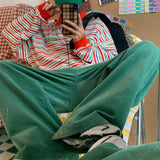 Green Corduroy Pants Men Vintage Harajuku Japanese Retro Streetwear White Trousers Male Men's Casual Loose Fashion aidase-shop