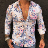 Ethnic Printed Shirt Men Hawaiian Button Long-sleeved Digital Shirt for Men Casual Holiday Streetwear Vintage S-2XL  Spring aidase-shop