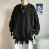 Sweater Men Women Best Quality Black sweater Mastermind Skeleton Shredded Loose Knit Crewneck Pullover aidase-shop