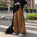 Brown Black Corduroy Pants Men Fashion Retro Oversized Casual Pants Men Streetwear Loose Hip-hop Wide-leg Pants Mens Trousers aidase-shop