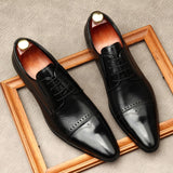 New Men's Bullock Style Leather Shoes Shoes Men Spring Autumn Handmade Leather Lace-Up British Formal Business Shoes 38-45 aidase-shop