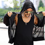 Knit Mesh Coat for Men Hole Hooded Cardigan Long Sleeve Tee Male Hollow Out Casual Summer Japanese Streetwear Hip Hop aidase-shop