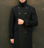 Aidase  Men Long Coat Black Double Breasted Tailor-Made Woolen Blend Winter Warm Overcoat Tailored Blazer Men Suits aidase-shop