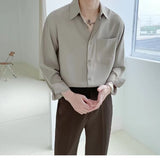 Spring New Senior Long Sleeve Button Down Shirts for Men Korean Fashion Loose Drape Solid Color All-match Men's Shirt Blouse aidase-shop