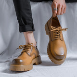 Mens Genuine Leather Oxfords Male Lace Up Platform Casual Shoes Bussiness Man Dress Shoes Low Top Tooling Boots aidase-shop