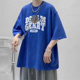 Korean Style Retro Washed Batik T Shirts Unisex Baggy Short Sleeved Harajuku Solid Cotton Breathability Printing Tees Casual Top aidase-shop