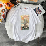 Summer short-sleeved t shirt Harajuku large size casual ulzzang Retro loose man's T-shirt cartoon Streetwear tees T-shirt tops aidase-shop