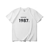 Summer Men's T-shirt Oversized Casual Male Top Tees Hip Hop Loose T Shirt Men 1987 Graphic Pure Cotton Men's Clothing aidase-shop