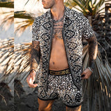 Aidase  2022 Men Sets Print Patchwork Lapel Short Sleeve Casual Shirt Beach Shorts Summer Streetwear Vacation Hawaiian Suits Men S-3XL aidase-shop