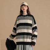 Aidase Sweater Men Clothes Autumn Winter Unisex Couple Basic Korean Style Striped Simple Loose Casual O-neck Fashion Harajuku Friends aidase-shop