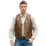Aidase Suit Vest Men's Leather V-Neck Fashion Casual Jacket Sleeveless Steampunk Western Denim Vest Waistcoat Male aidase-shop