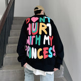 Men's Cartoon Graffiti High Street Sweatshirt Oversize Male Letter Printed O Neck Hoodies Harajuku Unisex Pullovers aidase-shop