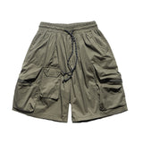 Multi-Pocket Cargo Shorts Mens  Summer Safari Style Solid Color Knee-length Shorts Casual Loose Half Pants Men aidase-shop
