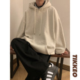 Harajuku Sweatshirts Solid Color Fleece Men Unisex Oversized Hoodie Autumn Winter Warm Fleece Sweatshirts Hooded Pullovers Top aidase-shop