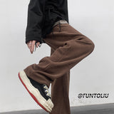 Spring Brown/Black Corduroy Pants Men Fashion Retro Casual Pants Men Streetwear Loose Hip Hop Straight Pants Mens Trousers M-2XL aidase-shop