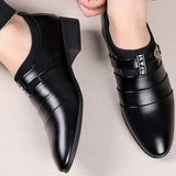 Classic Leather Shoes for Men Slip on Pointed Toe Oxfords Formal Wedding Party Office Business Casual Dress Shoes for Male aidase-shop