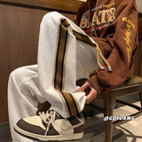 Stripe Patchwork Men's Fleece Sweatpants Winter Thicken Fashion New Brand Male Casual Baggy Hip Hop Trousers aidase-shop