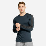 Long Sleeve Shirt Men Gym Fitness T-shirt Male Running Sport Bodybuilding Skinny Tee Tops Muscle Workout Clothing aidase-shop