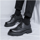 Mens Genuine Leather Oxfords Male Lace Up Platform Casual Shoes Bussiness Man Dress Shoes Low Top Tooling Boots aidase-shop