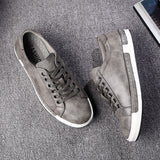 Fashion Sneakers Men Shoes Soft Leather Mens Casual Shoes Flat Male Footwear Classic Black White Shoes Yellow Grey Plus Size 45 aidase-shop