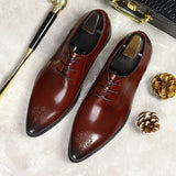 Summer New Men's Leather Shoes Non-slip British Style Handmade Leather Shoes Wedding Shoes Business Formal Dress 37-46 aidase-shop