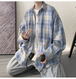 Casual Large Size Plaid Shirt Men's ins All-match Korean Style Loose Long Sleeve Youth Students' Fashionable Shirt Coat aidase-shop