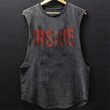 Gyming Training Fitness Mens Vest Loose O Neck Sleeveless Casual Tank Tops Spring Summer Fashion Pattern Printing Camisole aidase-shop