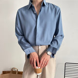 Aidase Summer Korean Fashion Blouses Office Men Casual Harajuku Ice Silk Short Sleeve Loose Oversize Solid Shirts Ins Smart Casual Tops aidase-shop