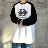 Harajuku Graphic Patchwork Men's T-shirt Korean Style Oversize Letter Male Pullovers Basic Long Sleeve Men's Clothing aidase-shop