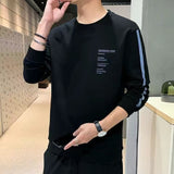 Aidase Spring and Autumn New Korean-Style  Long-Sleeved Men's Loose  Front Short Back Long round Collar Top aidase-shop