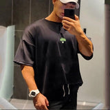 Summer Men New Fashion Casual Cotton Print t shirt Men Gyms Fitness Short sleeve T-shirt Male Bodybuilding Workout Tees Tops aidase-shop