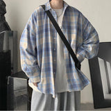 Casual Large Size Plaid Shirt Men's ins All-match Korean Style Loose Long Sleeve Youth Students' Fashionable Shirt Coat aidase-shop