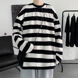 Spring Men Stripe Tops Tees Harajuku Long Sleece Crew Collar Male T Shirts Casual Clothes High Quality Unisex Tshirt aidase-shop