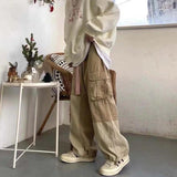 Baggy Black Cargo Pants for Men Khaki Cargo Trousers Male Vintage Loose Casual Autumn Japanese Streetwear Hip Hop Retro aidase-shop