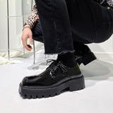 New Black Brogue Shoes Men Classic Platform Oxford Dress Shoes Men Retro Patent Leather Footwear Low-Ankle Party Shoes aidase-shop