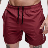 New Men Gyms Fitness Shorts Mens Summer Quick-dry Casual Embroidery Short Pants Male Jogger Workout Beach Knee Length aidase-shop