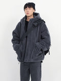 Aidase  Winter Thick Warm Oversized Dark Grey Sherpa Jacket Men with Hood Zip Up Fluffy Loose Casual Faux Lamb Fur Coat 2022 aidase-shop