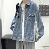 Vintage Cashew Blossom Patchwork Jackets Korean Streetwear Casual Man Denim Coats Single Breasted Hip Hop Outerwears aidase-shop