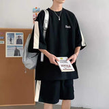 Sports Suit Men Trend Loose Short-sleeved T-shirt Casual Shorts Unisex Hip Hop Two-piece Set Cityboy Streetwear aidase-shop