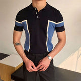 Men's Knitwear Short Sleeve Polo Shirt Casual Slim Lapel Button Cardigan Breathable Summer Polo Shirt  Fashion Clothes aidase-shop