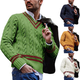 Autumn Europe America New Men's Clothes V-neck Warm Casual Pullovers Sweaters For Men Fashion Knitted Sweater Male Streetwear aidase-shop