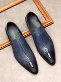 Mens Wedding Oxford Shoes Black Blue Genuine Leather Flat Dress Shoes Crocodile Pattern Summer Business Formal Loafers aidase-shop