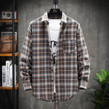 Plaid shirt Men long Sleeve Shirt Casual Social Slim Shirt male Cotton Mens Dress Shirts 4XL 5XL Legible aidase-shop