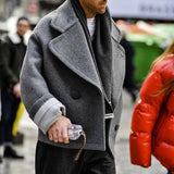 Men's Elegant Autumn Winter Woolen Jacket Luxury Gentleman Short Trench Thicken Warm Fashion Casual Large Lapel Coat aidase-shop