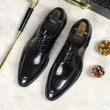 Luxury Men's Oxford Shoes Fashion Italian Leather Shoes Formal Men's Shoes Black Brown Lace Up Wedding Office Dress Leather Shoe aidase-shop