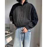 Winter Zipper Lapel Sweater Men Warm Fashion Casual Knitted Pullover Men Korean Loose Long Sleeve Sweater Mens Jumper Clothes aidase-shop