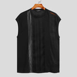 Aidase  Fashion Men Tank Tops Mesh Patchwork Transparent O-neck Sleeveless Casual Vests 2022 Streetwear Sexy Men Clothing 5XL 7 aidase-shop